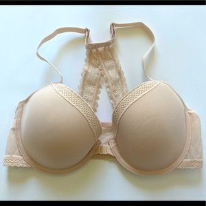 36C, front clasp, racer back bra